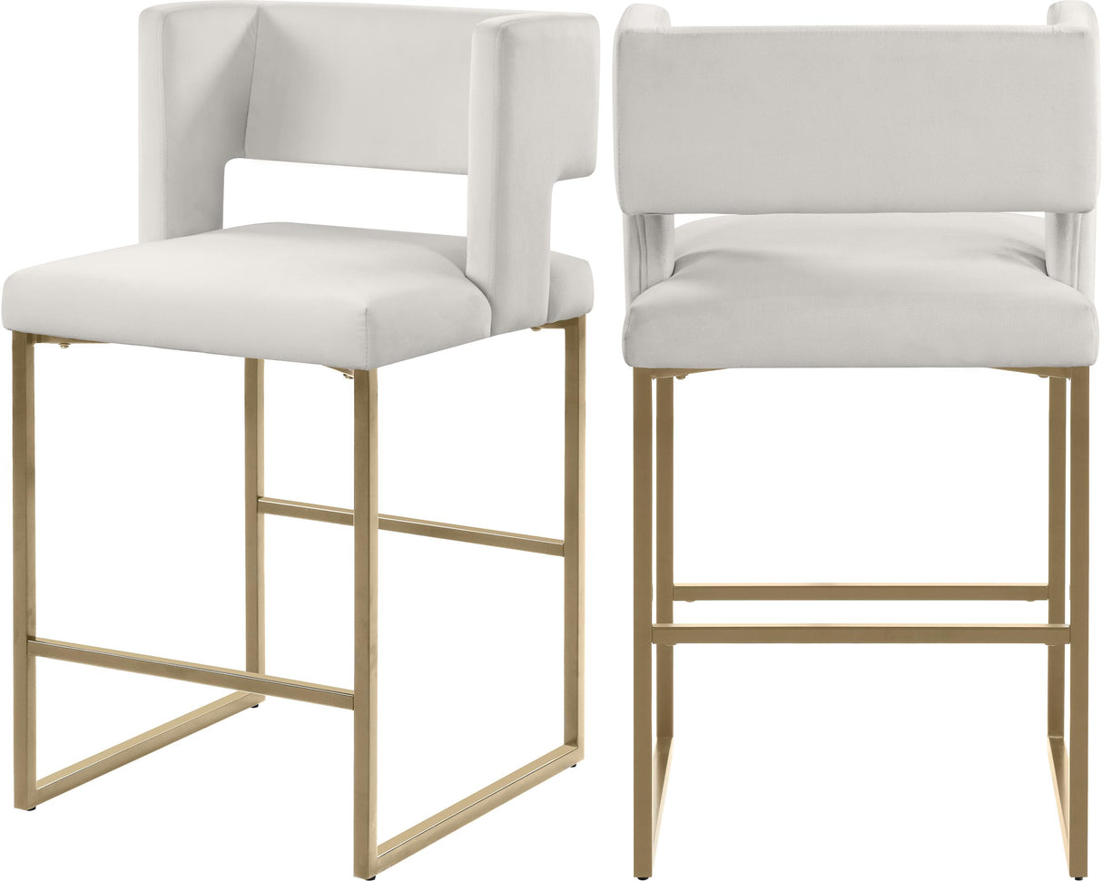 Caleb Cream Velvet Counter Stool