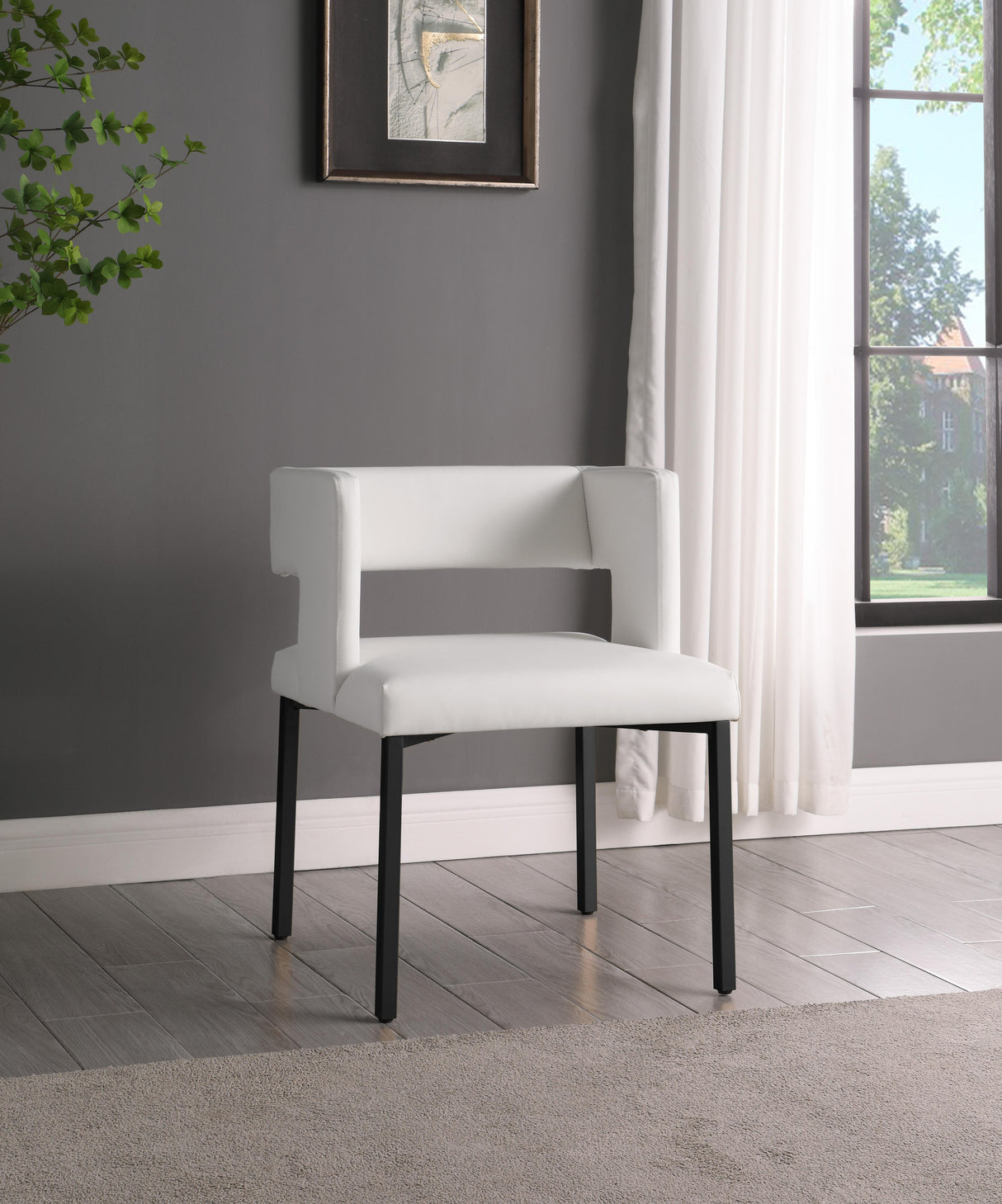 Caleb White Faux Leather Dining Chair - galleria furniture outlet