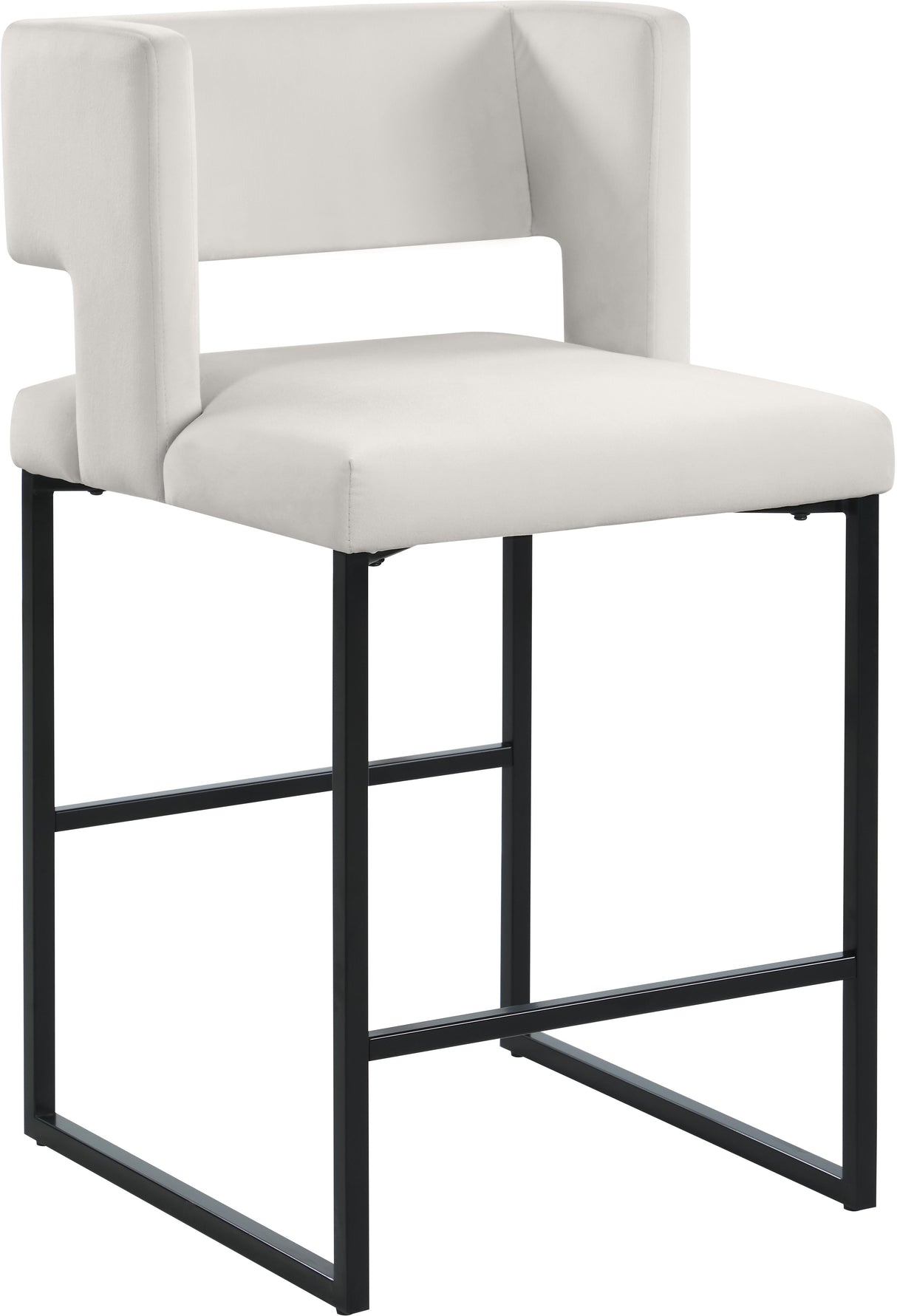Caleb Cream Velvet Counter Stool - galleria furniture outlet