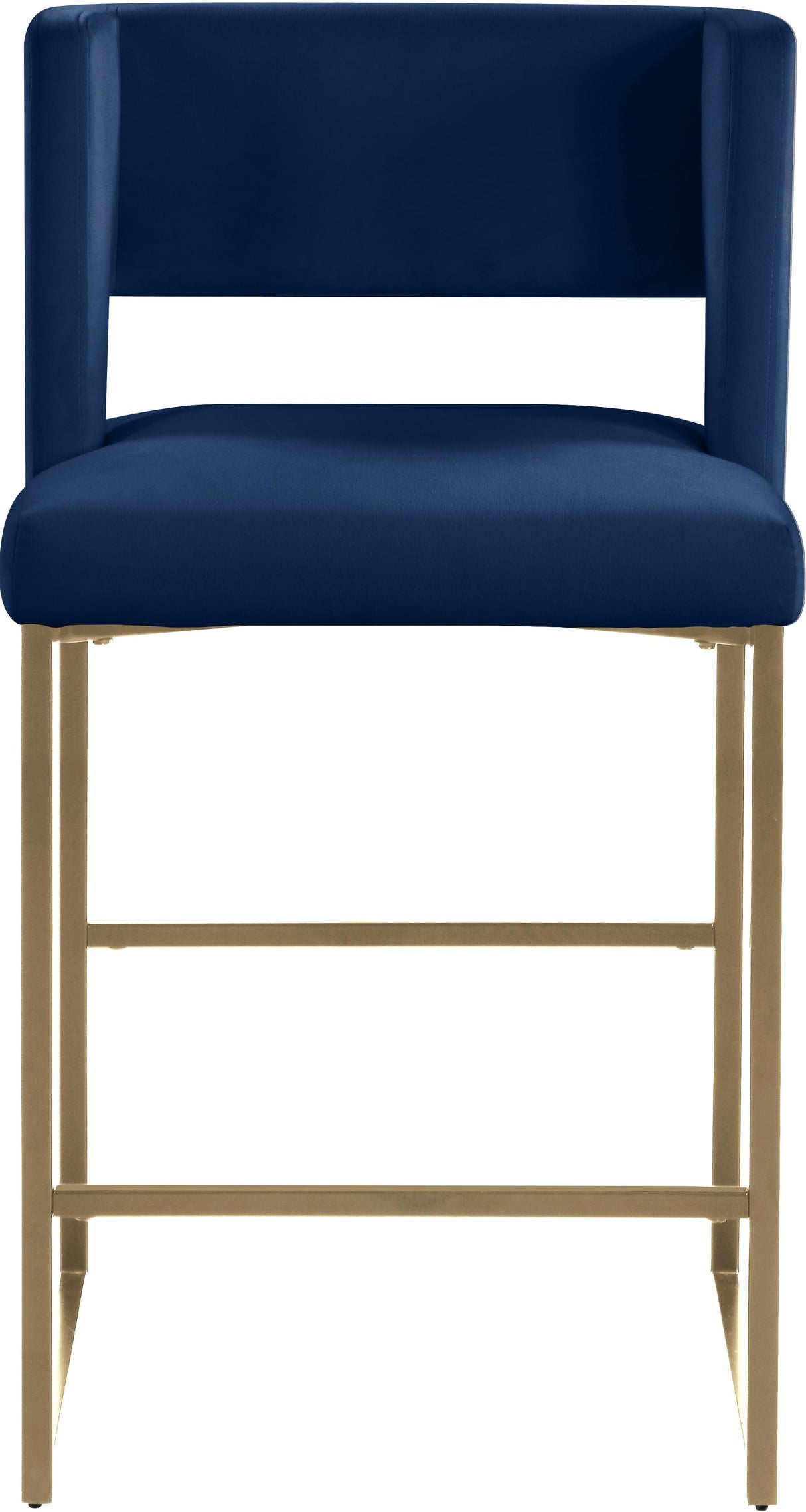 Caleb Navy Velvet Counter Stool - galleria furniture outlet