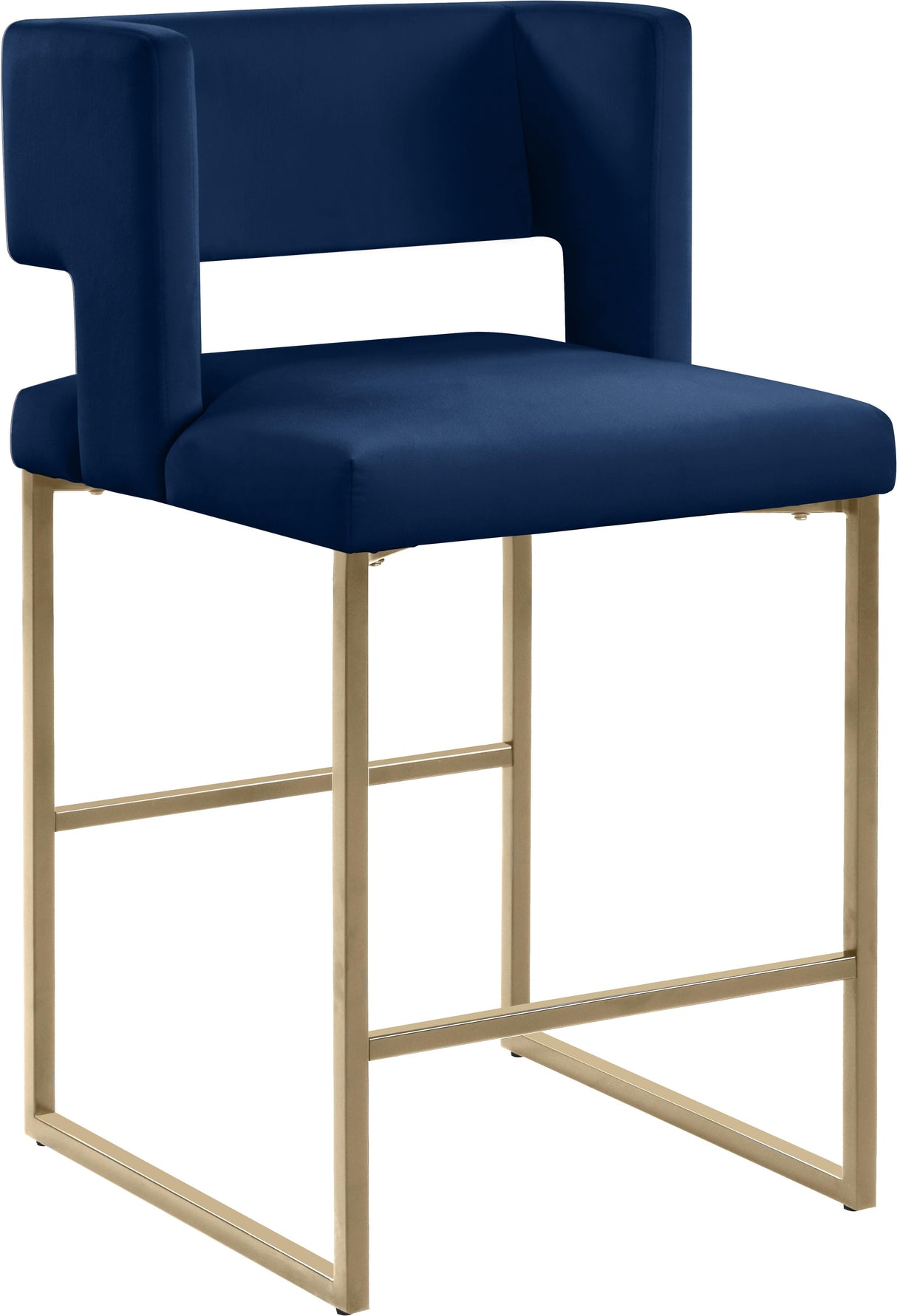 Caleb Navy Velvet Counter Stool - galleria furniture outlet