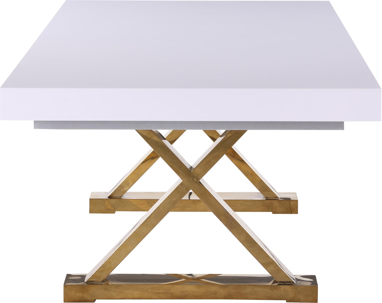 Excel White Lacquer Extendable Dining Table (3 Boxes) - galleria furniture outlet