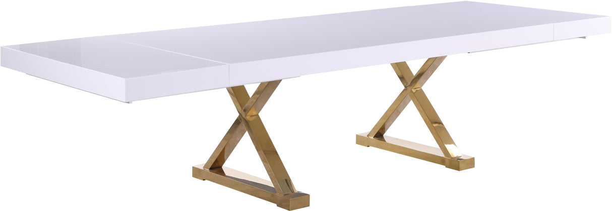 Excel White Lacquer Extendable Dining Table (3 Boxes) - galleria furniture outlet