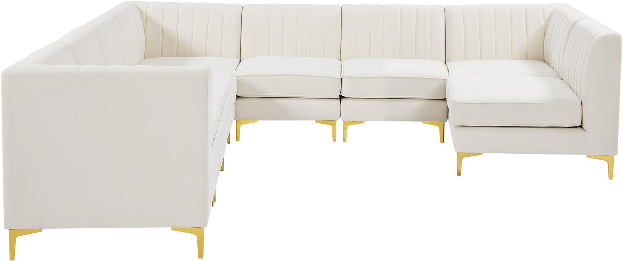 Alina Cream Velvet Modular Sectional - galleria furniture outlet