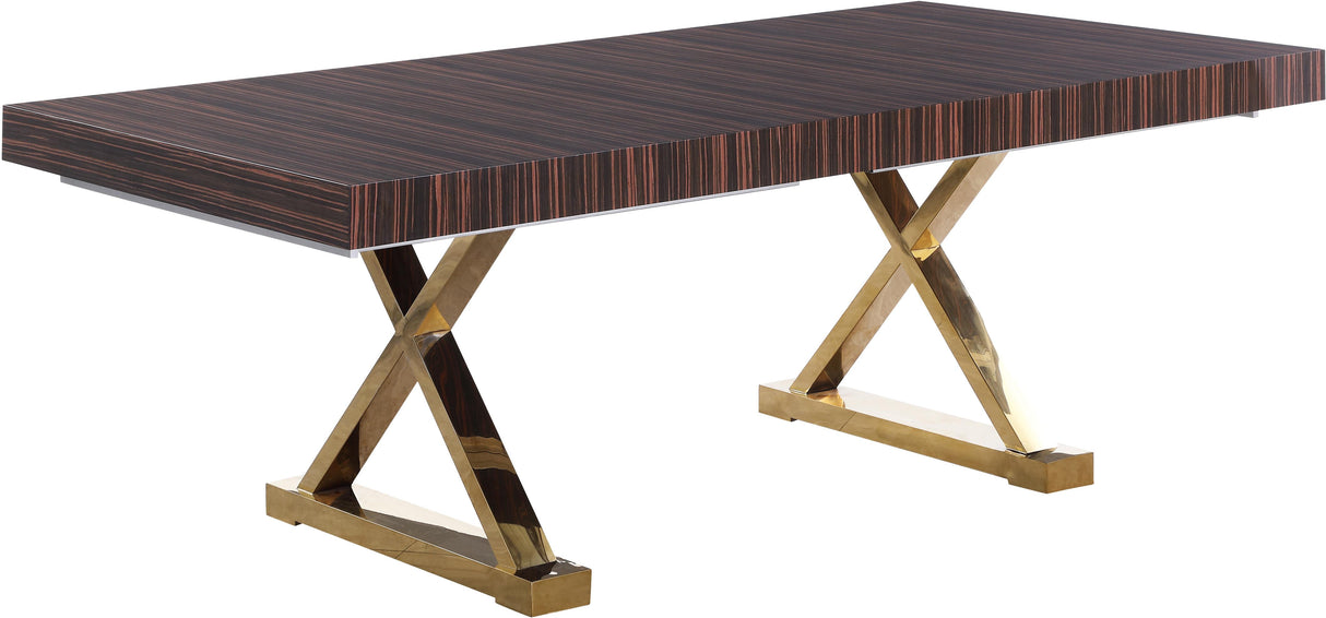 Excel Brown Zebra Wood Veneer Lacquer Extendable Dining Table (3 Boxes) - galleria furniture outlet