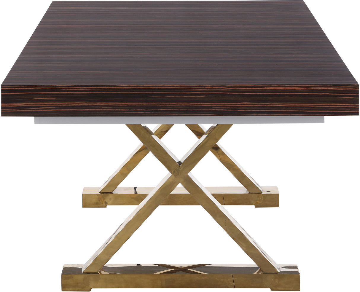 Excel Brown Zebra Wood Veneer Lacquer Extendable Dining Table (3 Boxes) - galleria furniture outlet