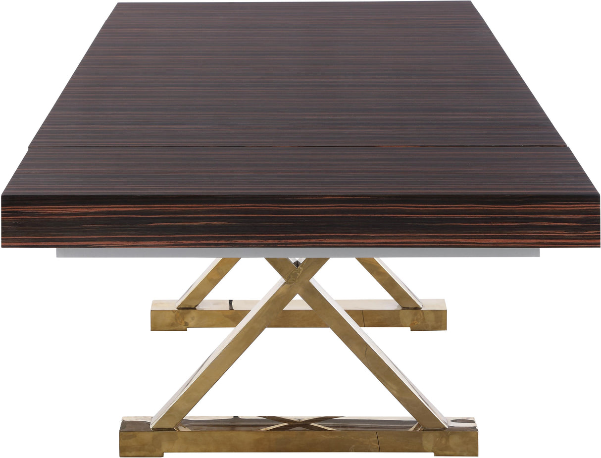Excel Brown Zebra Wood Veneer Lacquer Extendable Dining Table (3 Boxes) - galleria furniture outlet
