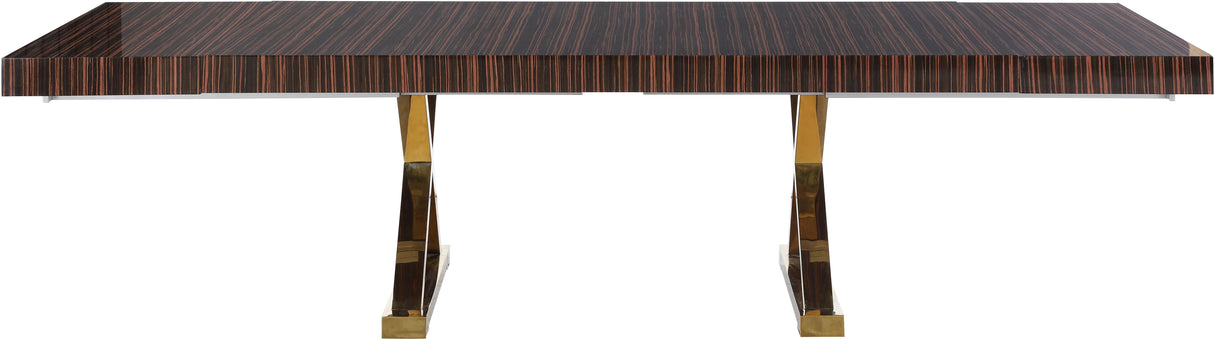 Excel Brown Zebra Wood Veneer Lacquer Extendable Dining Table (3 Boxes) - galleria furniture outlet