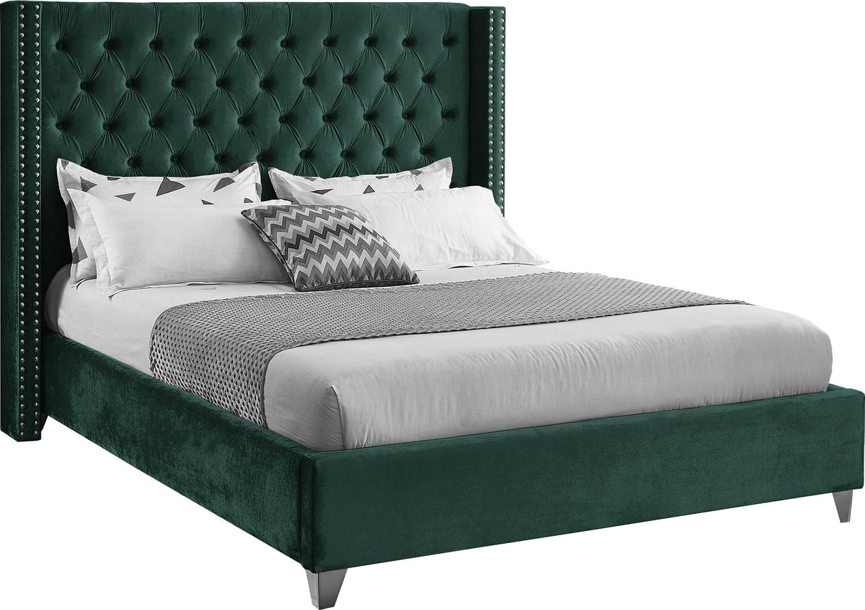 Aiden Green Velvet King Bed