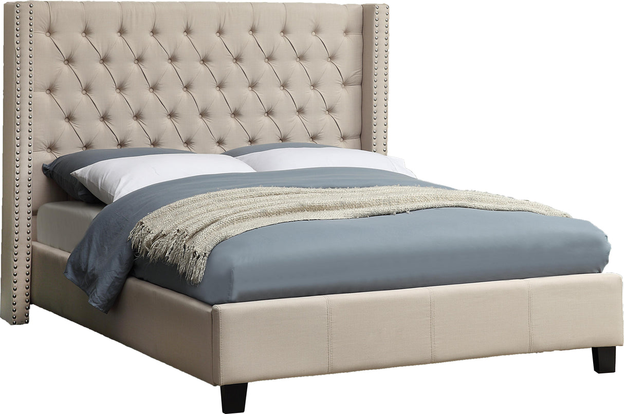 Ashton Beige Linen Full Bed - galleria furniture outlet
