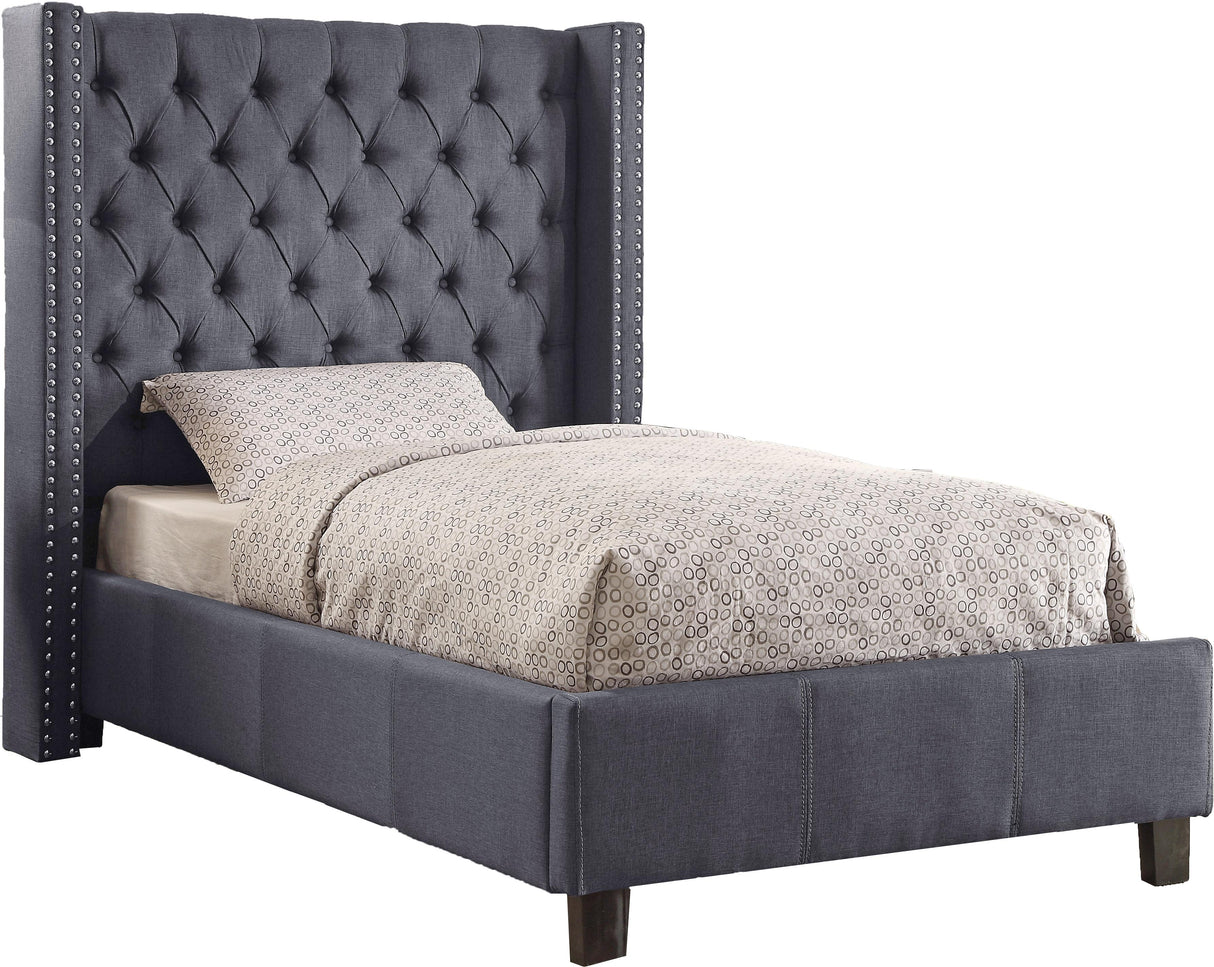 Ashton Grey Linen Twin Bed - galleria furniture outlet