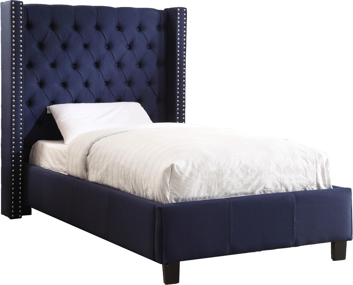 Ashton Navy Linen Twin Bed - galleria furniture outlet