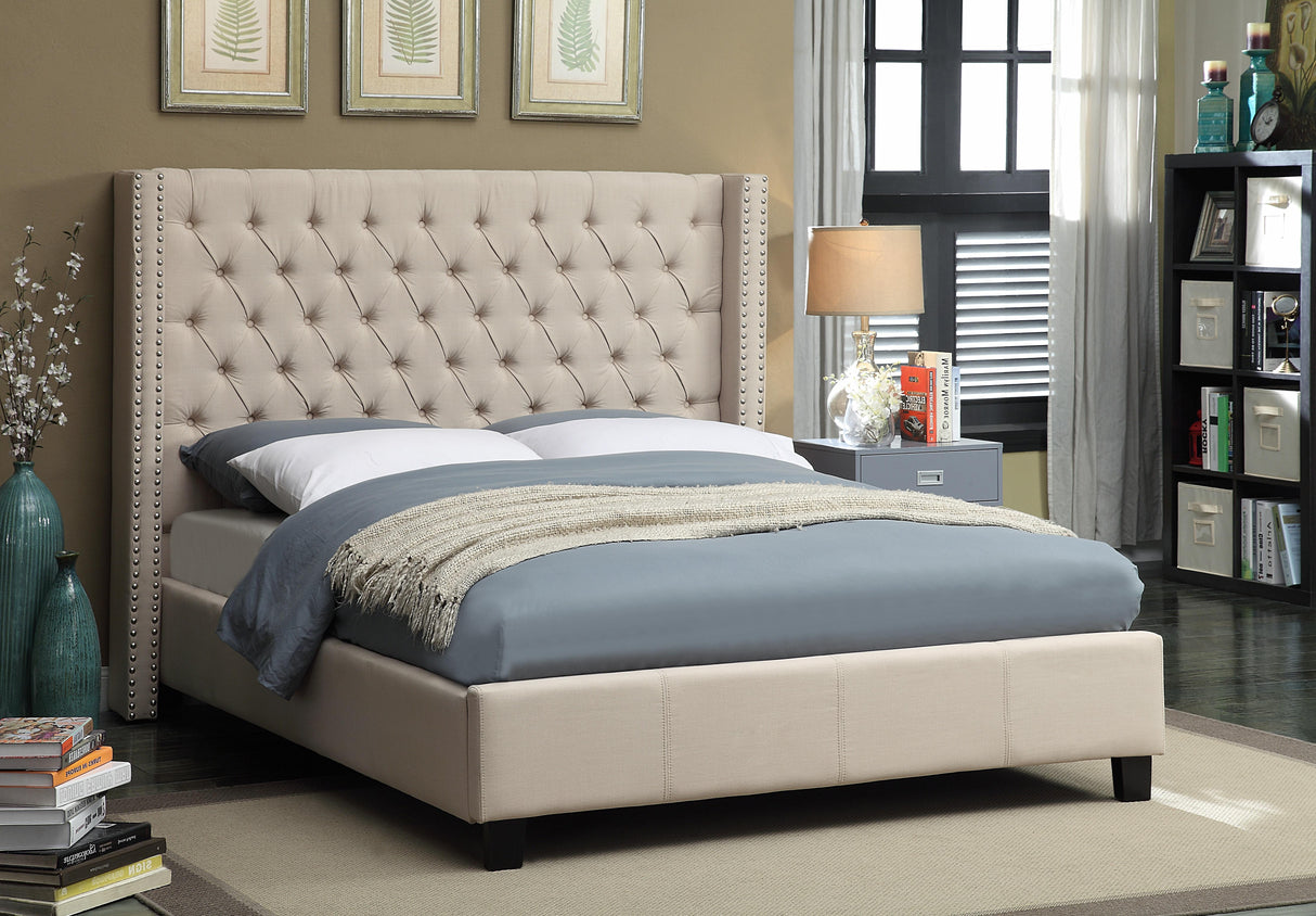 Ashton Beige Linen King Bed - galleria furniture outlet