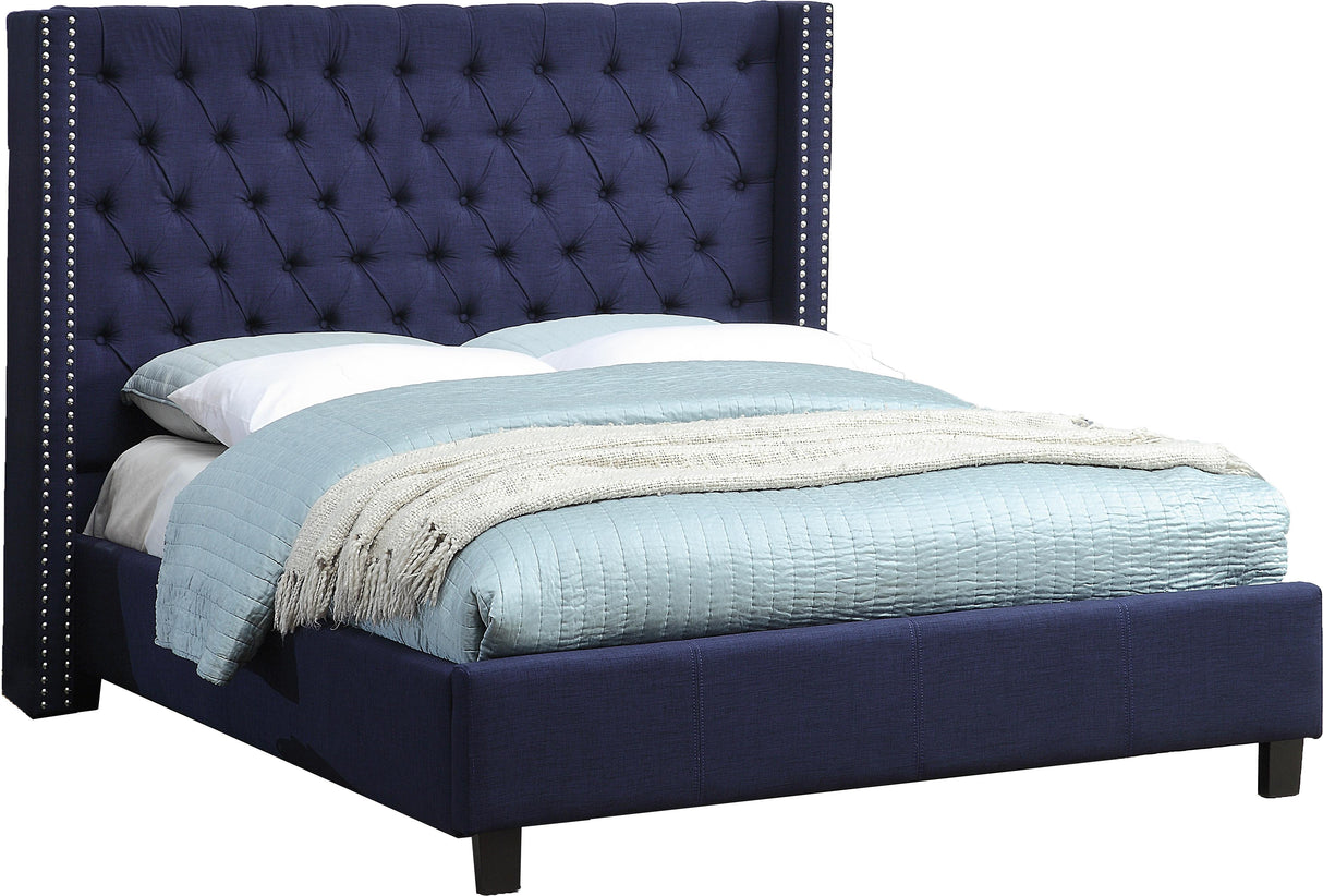 Ashton Navy Linen Full Bed - galleria furniture outlet