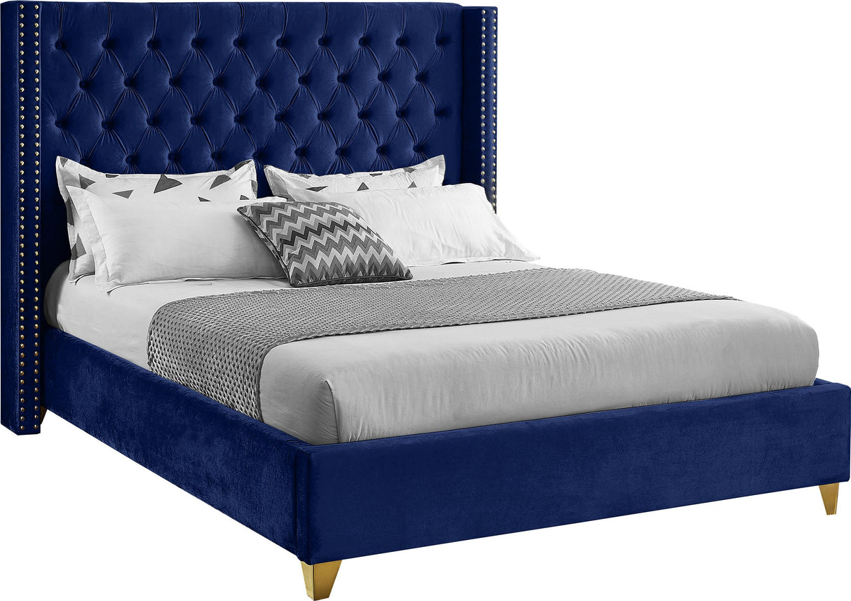Barolo Navy Velvet Full Bed