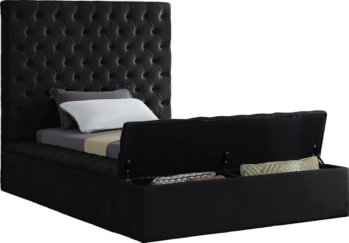 Bliss Black Velvet Twin Bed (3 Boxes) - galleria furniture outlet