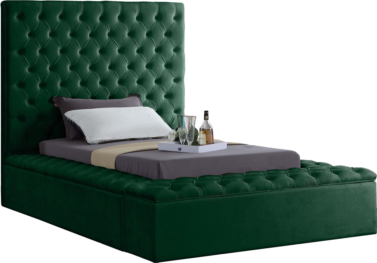 Bliss Green Velvet Twin Bed (3 Boxes) - galleria furniture outlet