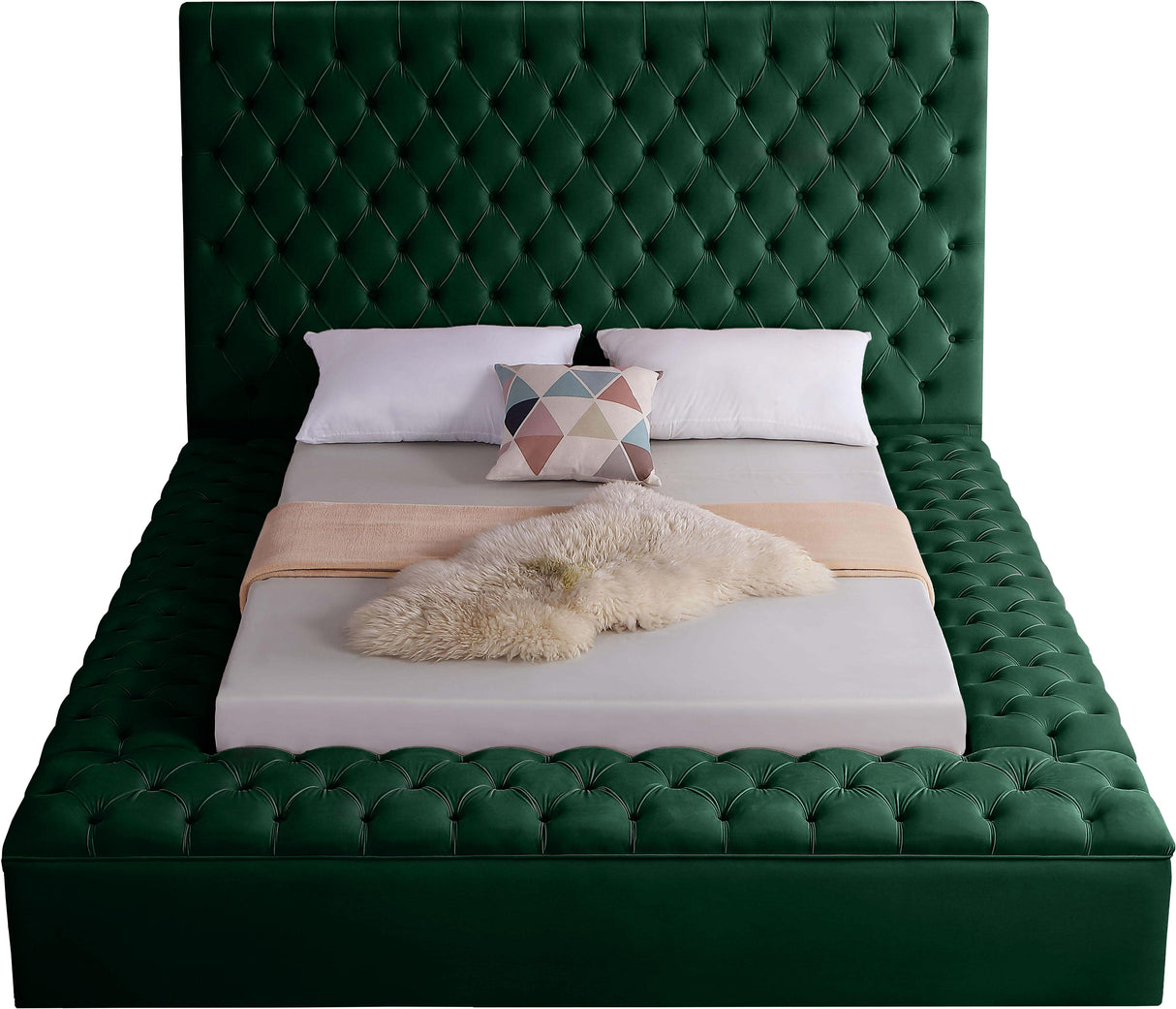 Bliss Green Velvet Full Bed (3 Boxes) - galleria furniture outlet