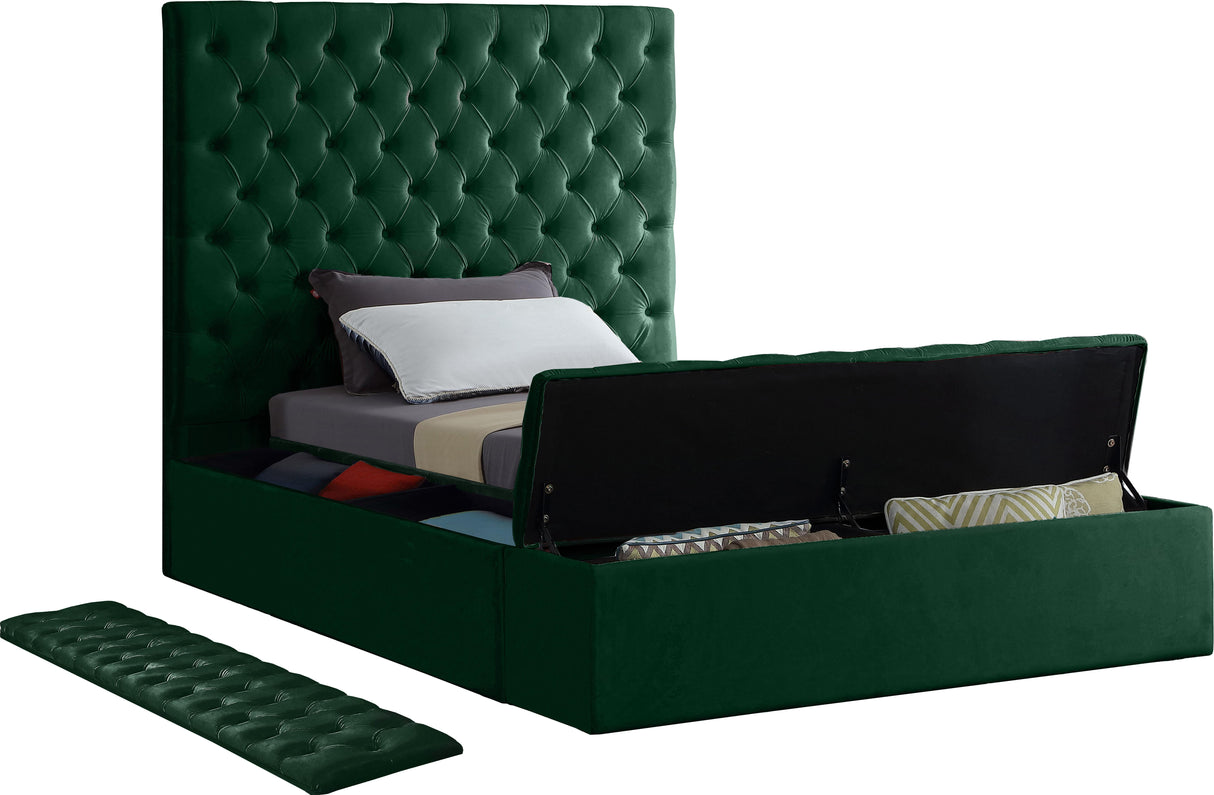 Bliss Green Velvet Twin Bed (3 Boxes) - galleria furniture outlet