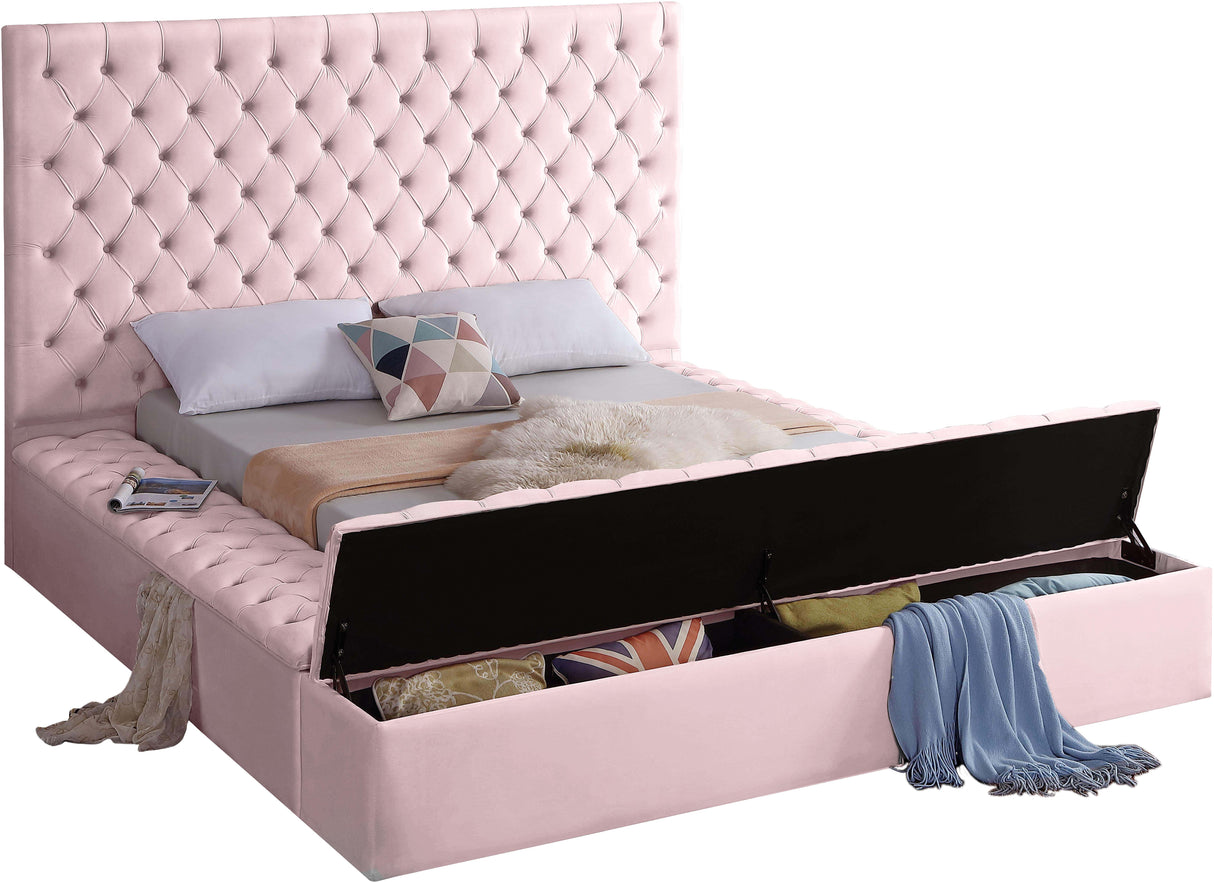 Bliss Pink Velvet Full Bed (3 Boxes) - galleria furniture outlet