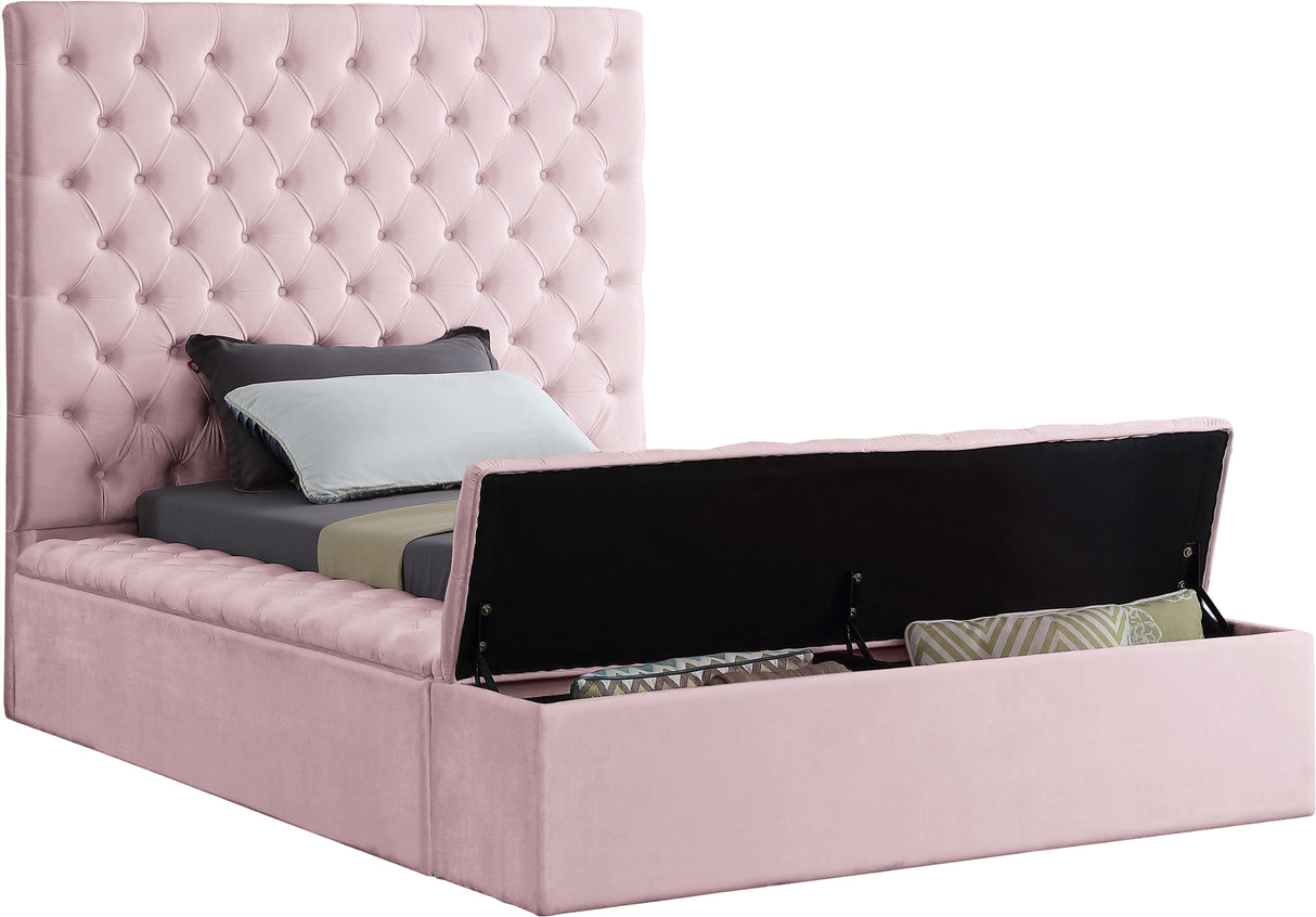 Bliss Pink Velvet Twin Bed (3 Boxes) - galleria furniture outlet