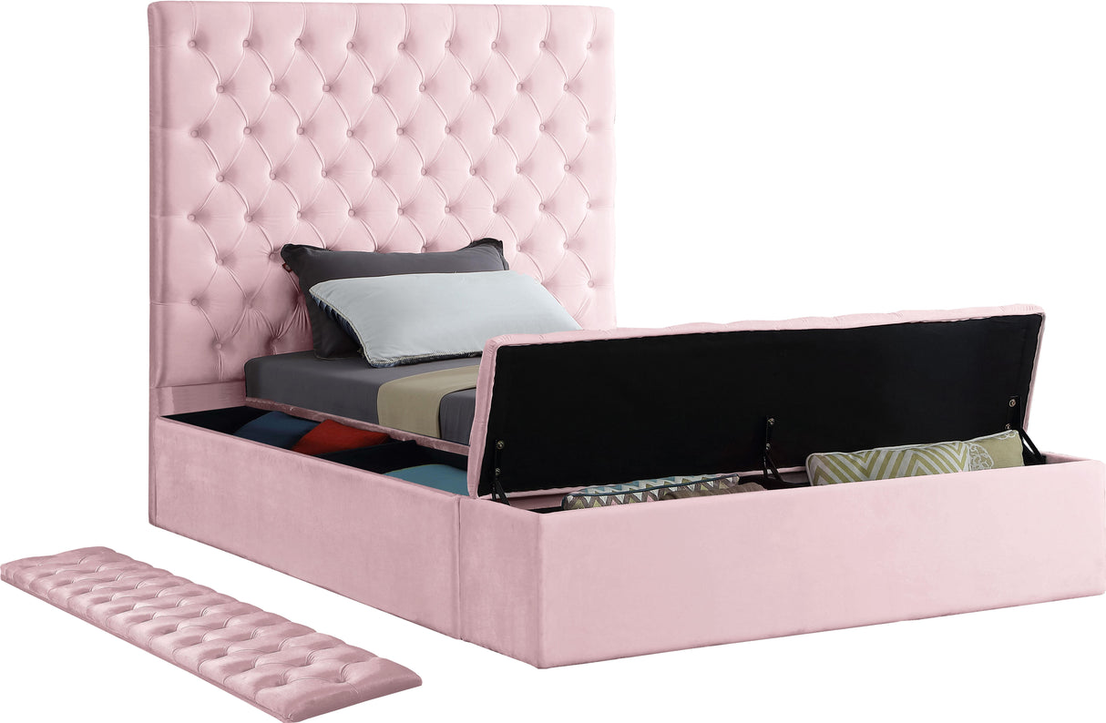 Bliss Pink Velvet Twin Bed (3 Boxes) - galleria furniture outlet