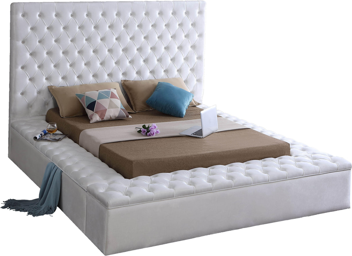 Bliss White Velvet Full Bed (3 Boxes)