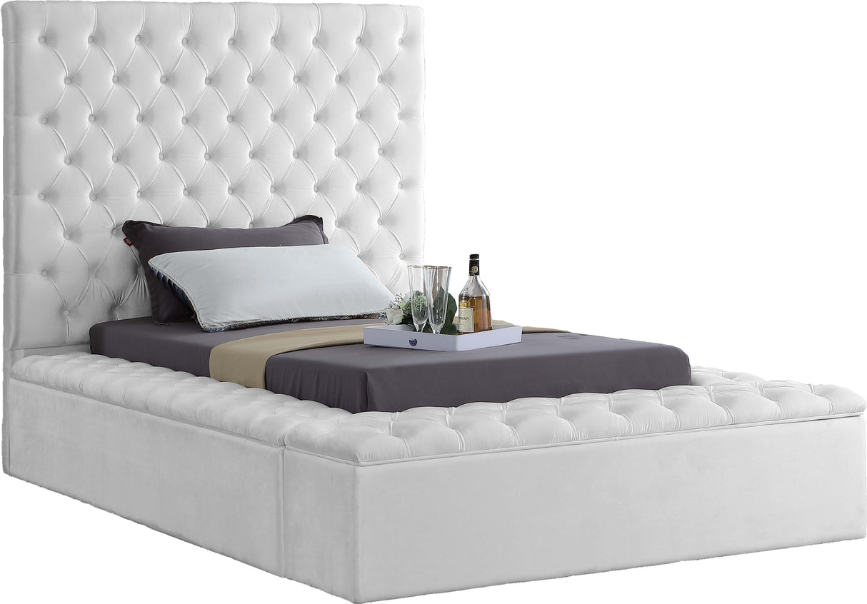 Bliss White Velvet Twin Bed (3 Boxes) - galleria furniture outlet