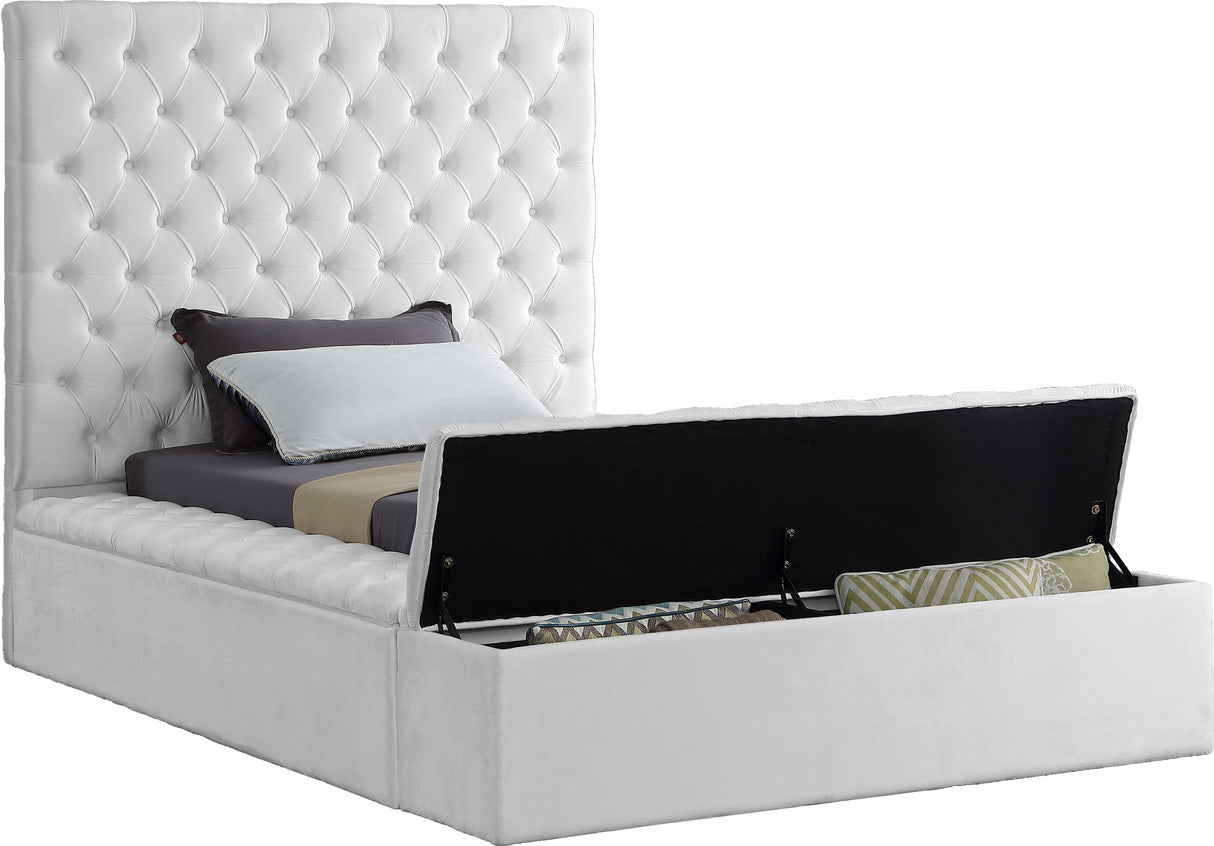 Bliss White Velvet Twin Bed (3 Boxes) - galleria furniture outlet