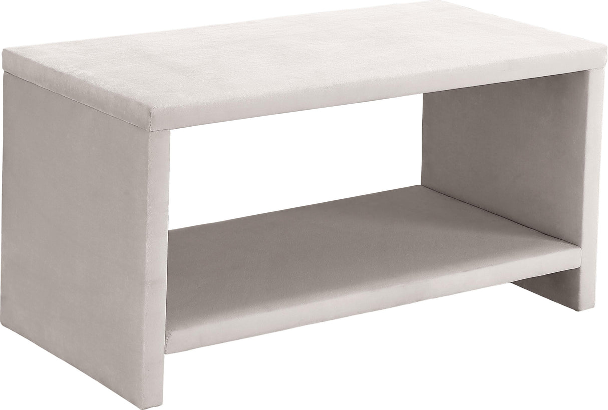 Cleo Cream Velvet Night Stand - galleria furniture outlet