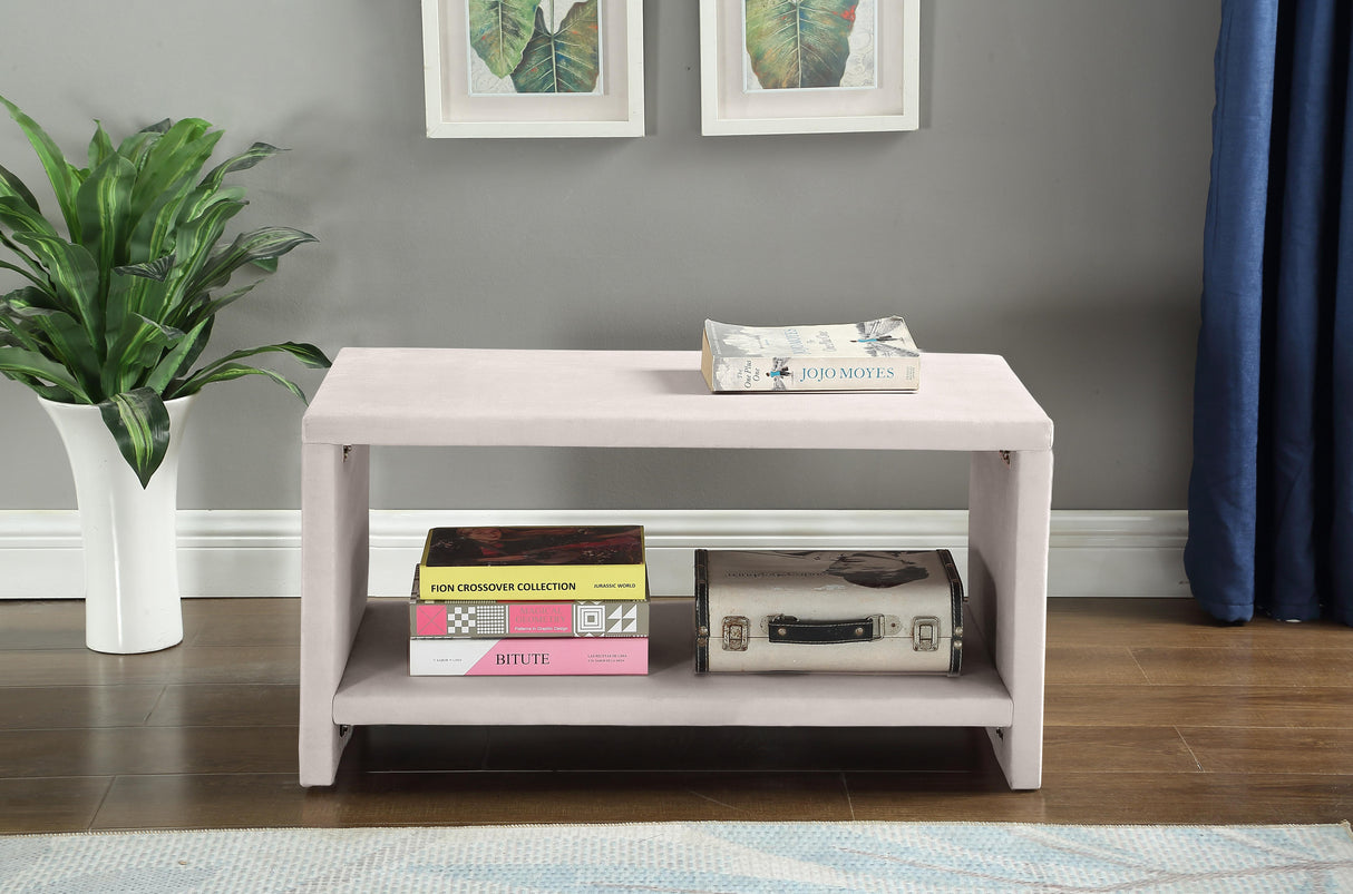 Cleo Cream Velvet Night Stand - galleria furniture outlet