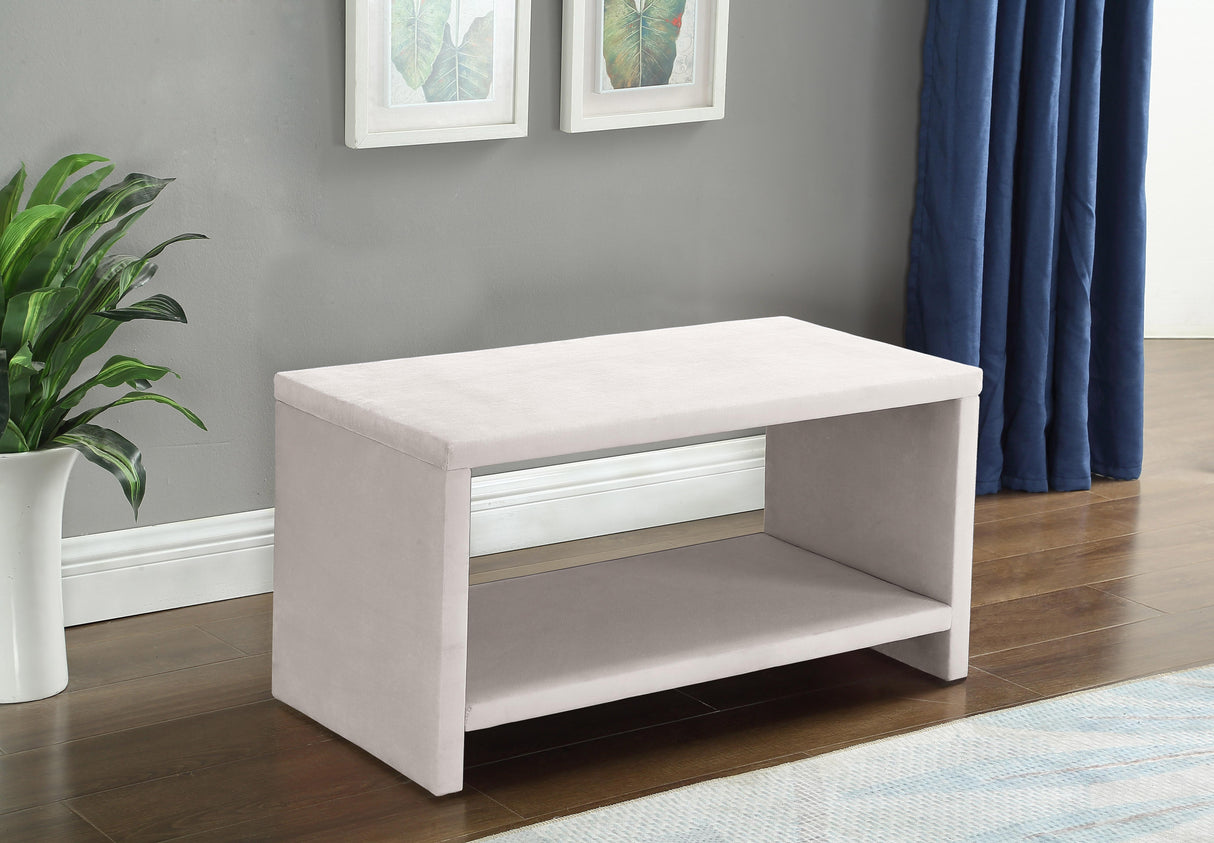 Cleo Cream Velvet Night Stand - galleria furniture outlet
