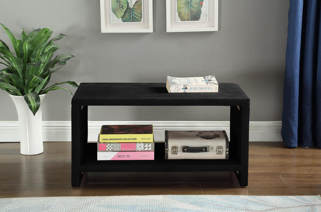 Cleo Black Velvet Night Stand - galleria furniture outlet