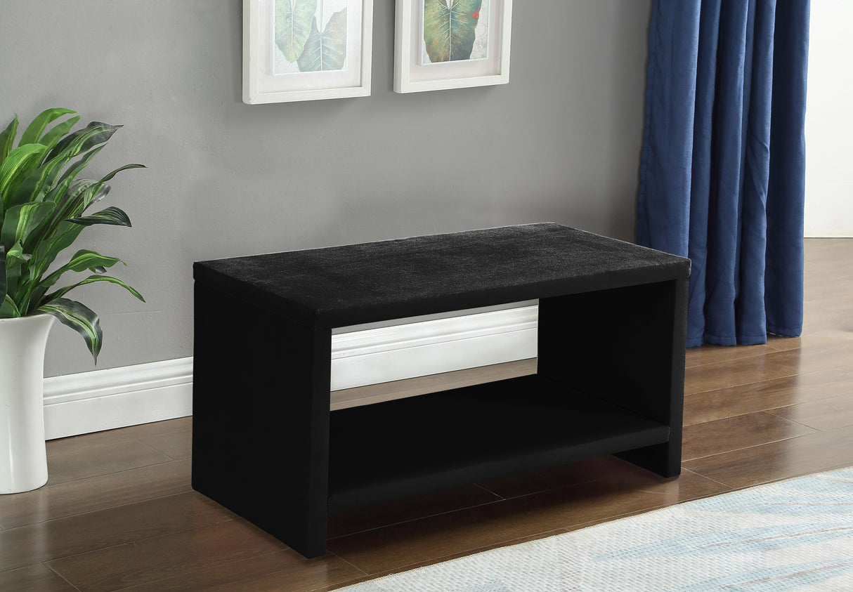 Cleo Black Velvet Night Stand - galleria furniture outlet