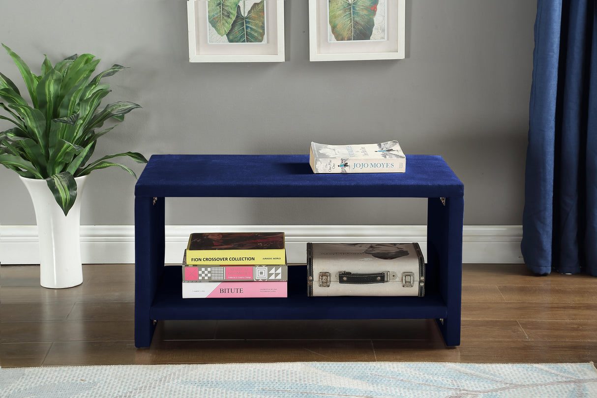 Cleo Navy Velvet Night Stand - galleria furniture outlet