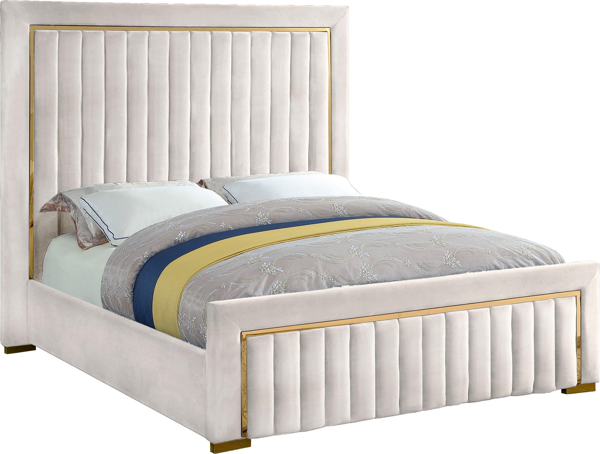 Dolce Cream Velvet King Bed (3 Boxes) - galleria furniture outlet