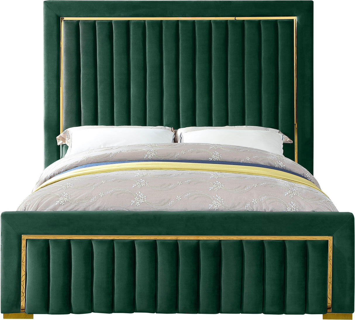 Dolce Green Velvet Queen Bed (3 Boxes) - galleria furniture outlet