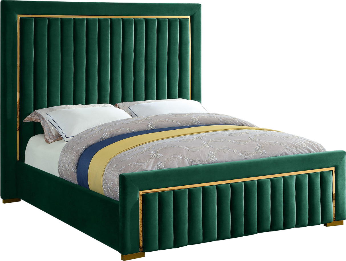 Dolce Green Velvet Queen Bed (3 Boxes) - galleria furniture outlet