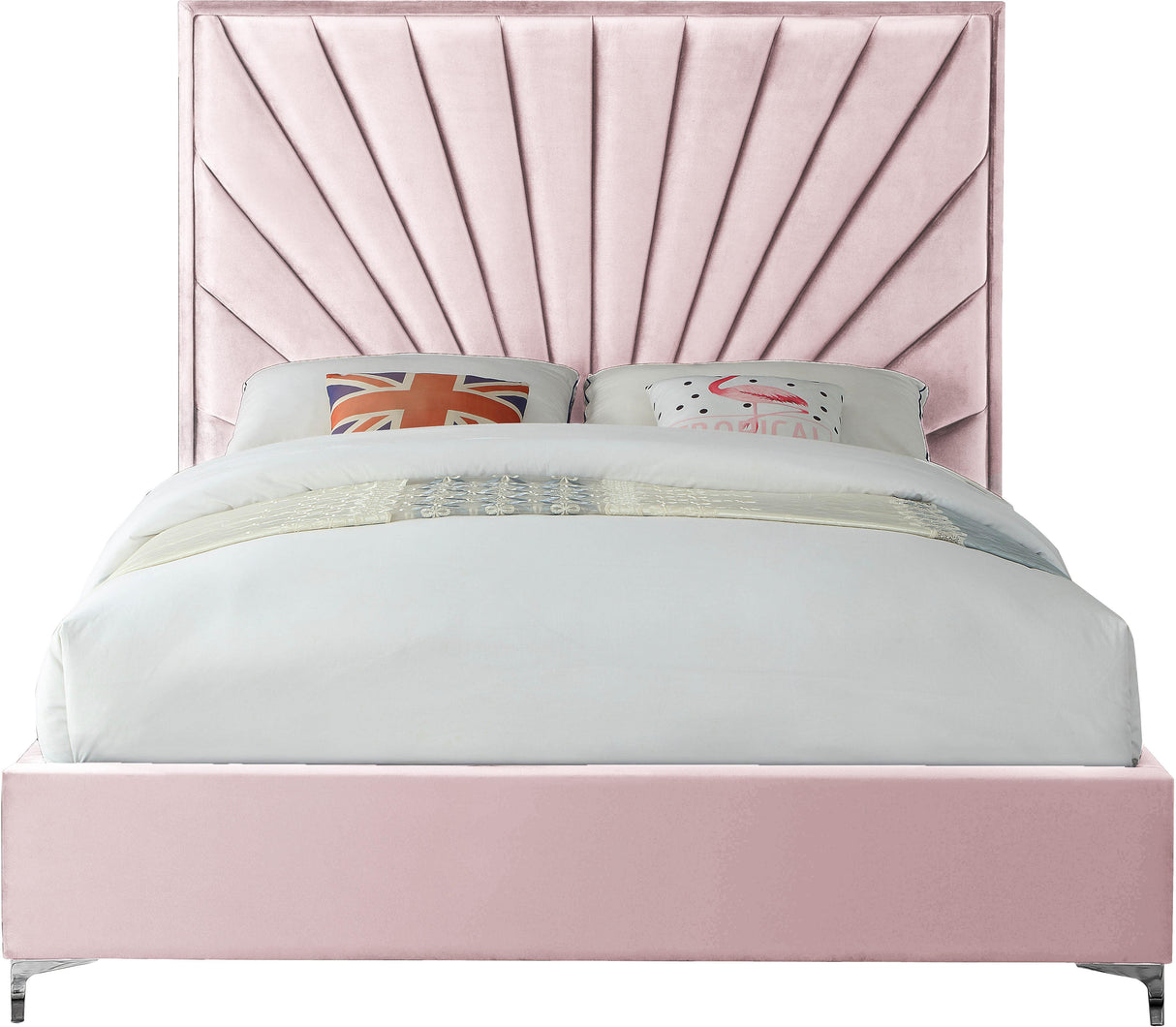 Eclipse Pink Velvet King Bed - galleria furniture outlet