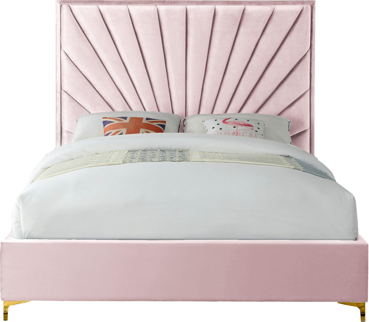 Eclipse Pink Velvet King Bed - galleria furniture outlet