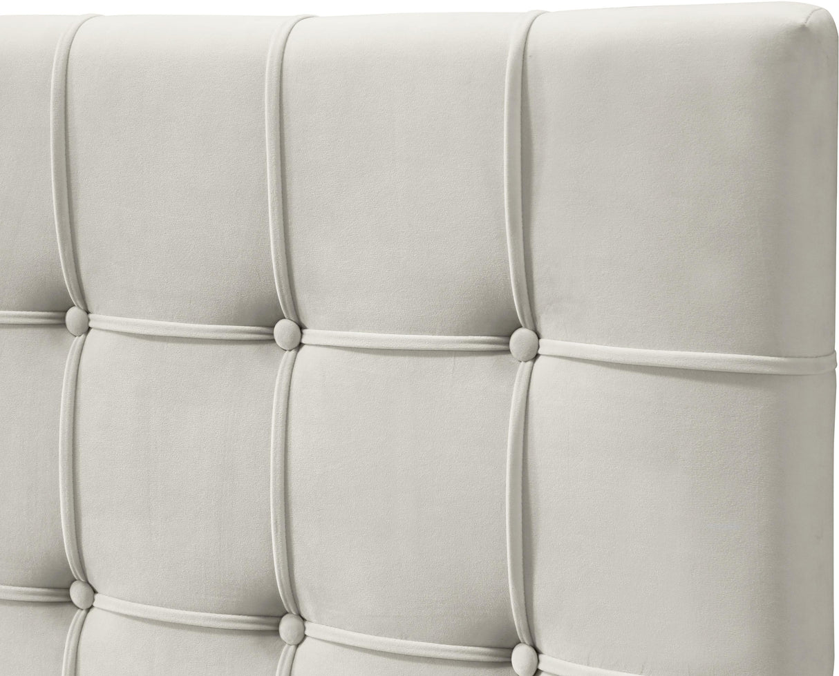 Elly Cream Velvet Full Bed - galleria furniture outlet