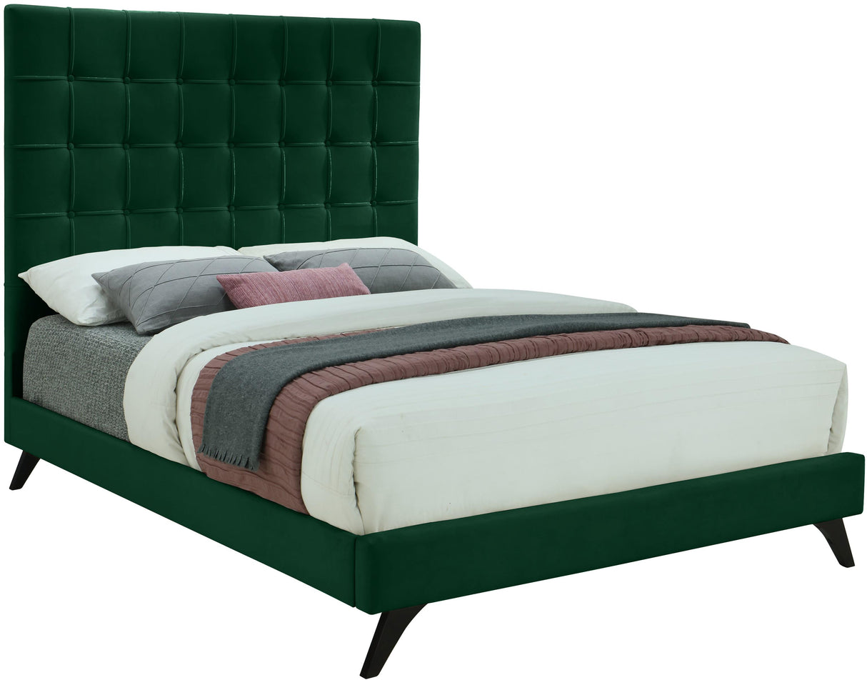 Elly Green Velvet Full Bed - galleria furniture outlet