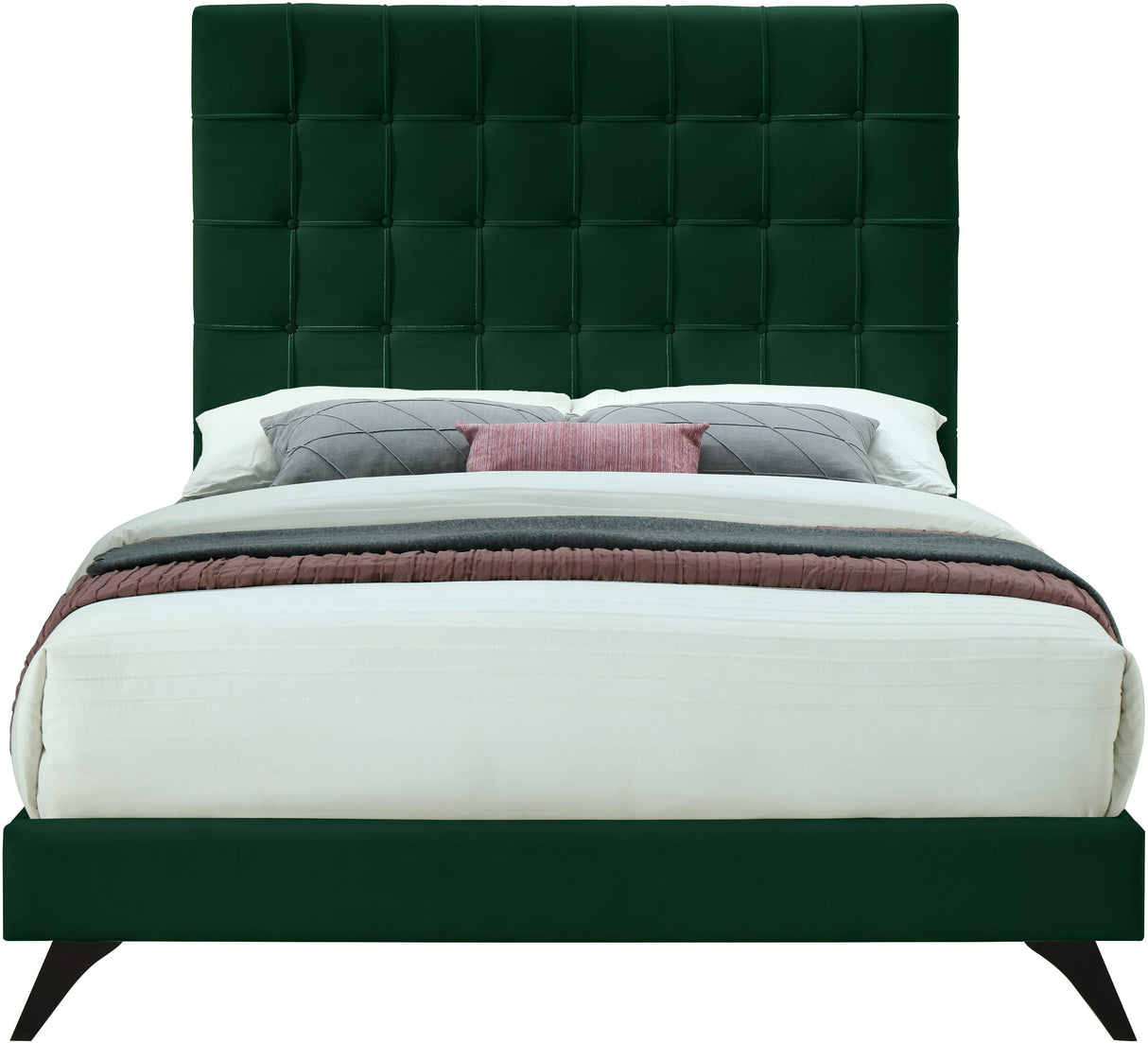Elly Green Velvet Full Bed - galleria furniture outlet