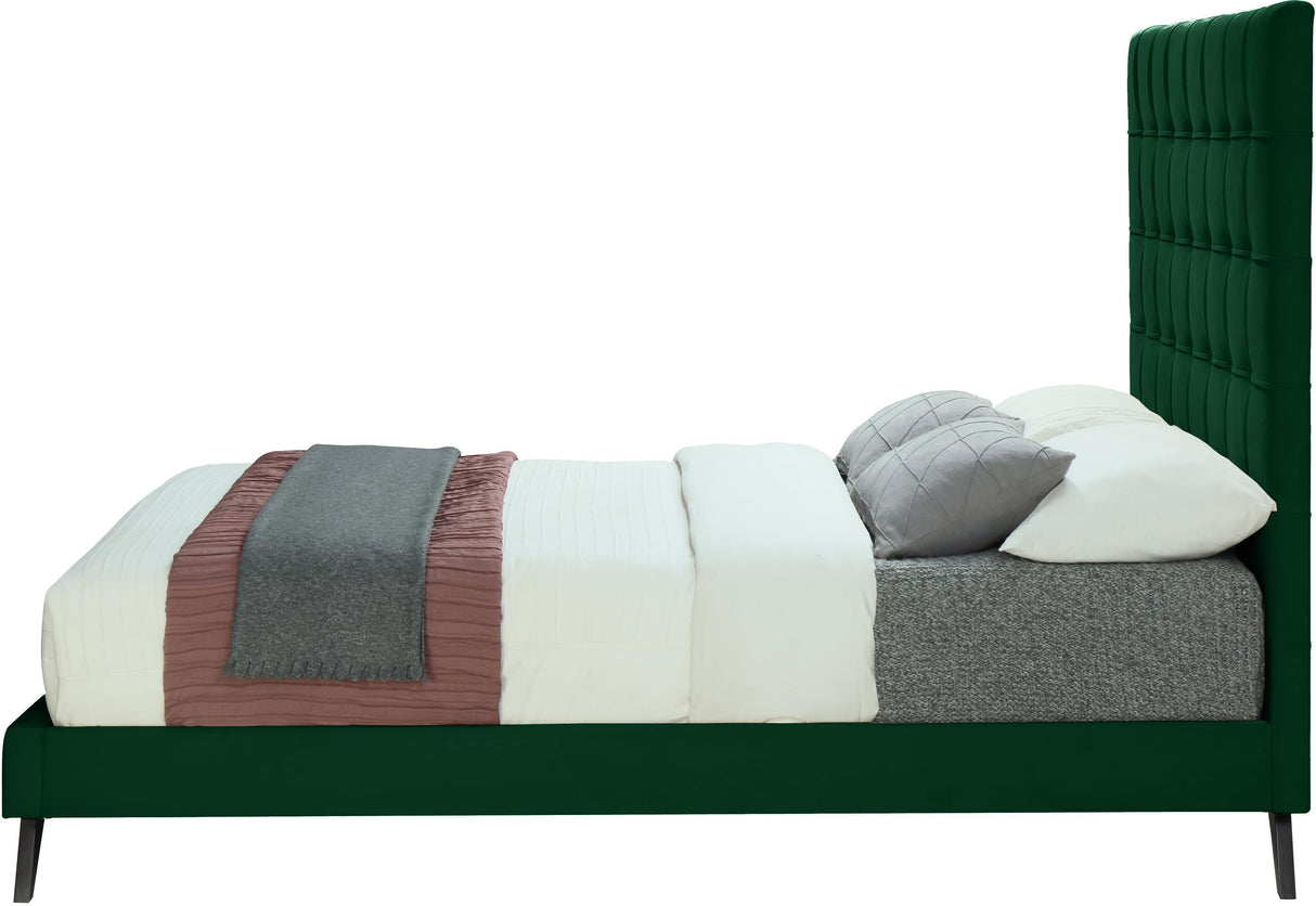Elly Green Velvet Full Bed - galleria furniture outlet