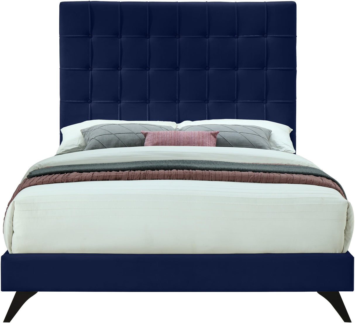 Elly Navy Velvet Full Bed - galleria furniture outlet