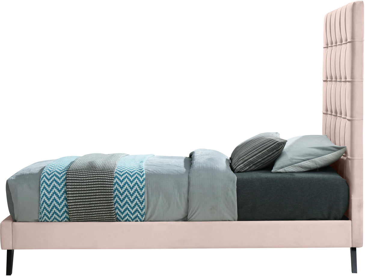Elly Pink Velvet Twin Bed - galleria furniture outlet