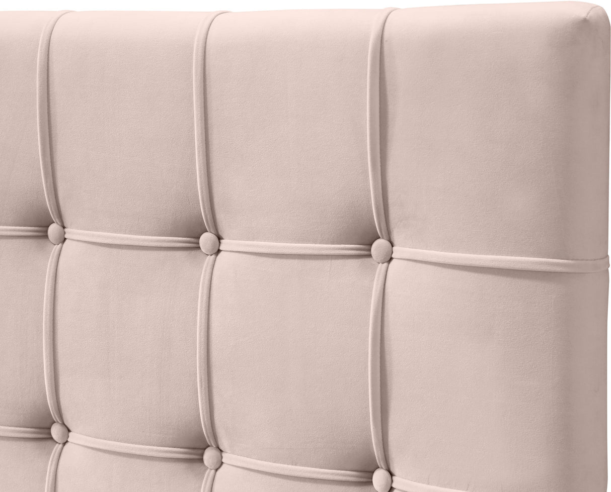 Elly Pink Velvet King Bed - galleria furniture outlet