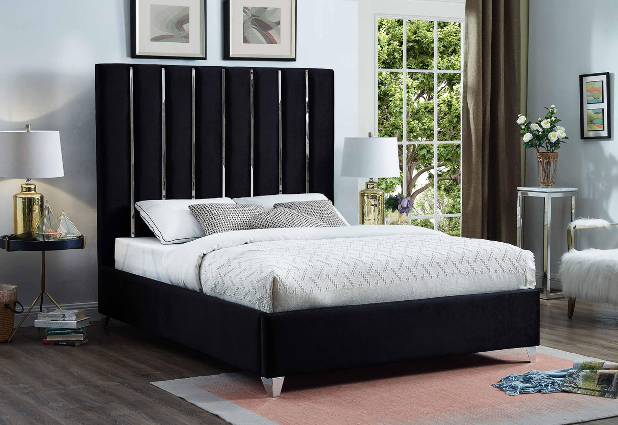 Enzo Black Velvet King Bed - galleria furniture outlet