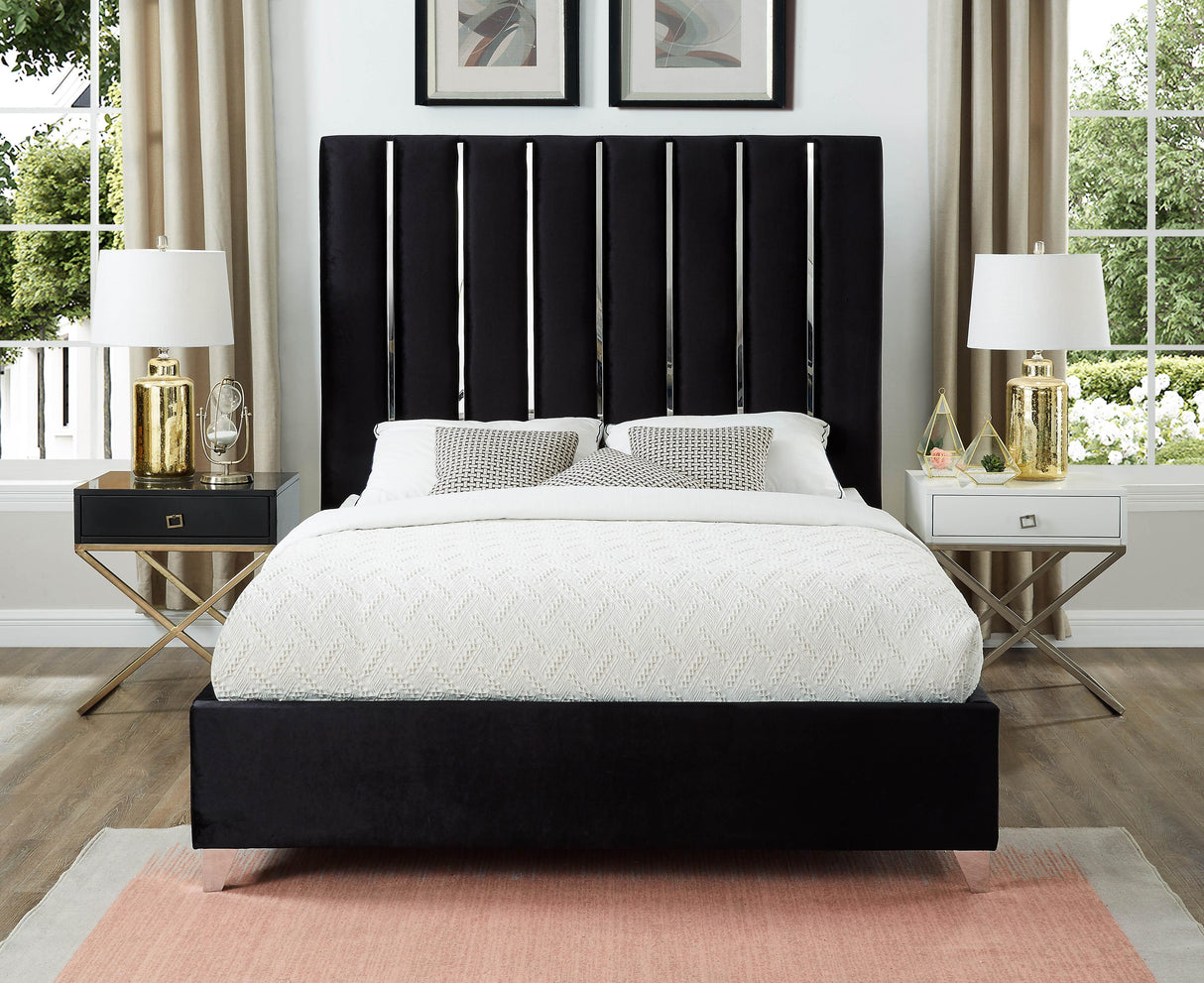 Enzo Black Velvet King Bed - galleria furniture outlet