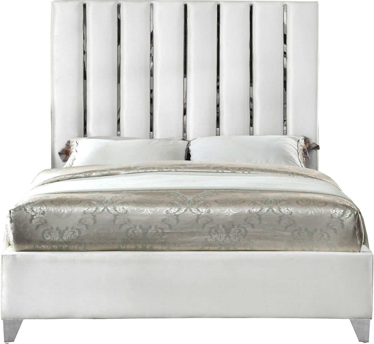 Enzo White Velvet Full Bed - galleria furniture outlet